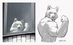  anthro canid canine canis canyne_khai domestic_dog flexing fur male mammal muscular muscular_anthro muscular_male real reference_image smile solo 