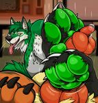  anthro arcanine balls bodily_fluids canid canine canis feet foot_fetish foot_play footjob generation_1_pokemon genital_fluids genitals hi_res knot male mammal nintendo open_mouth pawpads paws pawzzhky pokemon pokemon_(species) precum rubbing sex silverwolf16 solo wolf 