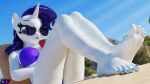  3d_(artwork) 5_toes absurd_res anthro beverage bikini clothing digital_media_(artwork) drinking_straw equid equine eyewear feet female foot_focus friendship_is_magic hasbro hi_res horn humanoid_feet looking_at_viewer mammal my_little_pony plantigrade rarity_(mlp) shadowboltsfm solo sunglasses swimwear toes unicorn 