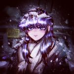  1girl frown highres husbant_(meme) jacket komi-san_wa_komyushou_desu komi_shouko long_hair looking_at_viewer meme scarf snowflakes snowing solo winter yyiek? 