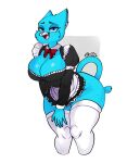  absurd_res anthro big_breasts blue_body blue_eyes blue_fur breasts butt cartoon_network clothed clothing digital_media_(artwork) domestic_cat felid feline felis female fur hi_res legwear looking_at_viewer maid_uniform mammal mature_anthro mature_female nicole_watterson rodd.y simple_background smile solo tail the_amazing_world_of_gumball thick_thighs thigh_highs uniform wide_hips 