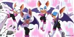 2023 absurd_res anthro armwear bat boots breasts cleavage clothed clothing elbow_gloves eyes_closed eyeshadow female footwear fur gloves handwear hi_res lipstick looking_at_viewer makeup mammal membrane_(anatomy) membranous_wings multiple_poses pose rouge_the_bat sega signature solo sonic_the_hedgehog_(series) steve_jones tan_body tan_skin white_body white_fur wings 