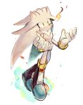  1boy boots bracelet fire furry furry_male gloves highres jewelry male_focus silver_the_hedgehog sketch smile solo sonic_(series) sonic_the_hedgehog_(2006) tearing_up tears usa37107692 white_gloves 