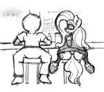  alcohol beverage big_butt black_and_white blush bottomless bubble butt clothed clothing container cutie_mark dock drunk drunk_bubble duo ear_piercing english_text equid equine feathered_wings feathers female feral fishnet fishnet_legwear fluttershy_(mlp) friendship_is_magic fur hair hasbro hi_res horse huge_butt human johrnyreport legwear male male/female mammal monochrome my_little_pony pegasus piercing pony simple_background sketch substance_intoxication text thick_thighs white_background wings 