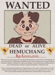  anthro blush canid canine canis collar domestic_dog english_text eyebrows floppy_ears fur hemuchang hi_res indonesia male mammal shin_(hemuchang) solo text wanted_poster 