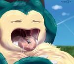  2018 bodily_fluids duo eyes_closed fur generation_1_pokemon hi_res male micro miyoa nintendo on_tongue open_mouth pink_tongue pokemon pokemon_(species) saliva saliva_string snorlax suddendraft tongue 