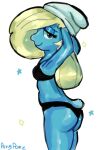  blue butt clothing female genitals hi_res humanoid panties percypawz pinup pose smurf smurfette solo the_smurfs underwear 