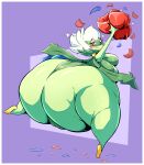  absurd_res big_breasts big_butt blush breasts butt camel_toe female flower_(anatomy) generation_4_pokemon green_body hair hi_res huge_butt humanoid hyper hyper_butt looking_at_viewer looking_back nintendo not_furry obese obese_female obese_humanoid one_eye_closed overweight overweight_female overweight_humanoid pokemon pokemon_(species) pseudo_clothing red_eyes roserade smile solo thick_thighs veryfilthything white_hair 