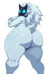  absurd_res big_butt blue_body blue_fur butt fur hi_res huge_butt kindred_(lol) league_of_legends looking_at_viewer looking_back looking_back_at_viewer riot_games simple_background solo sssonic2 white_background 