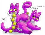  anal_beads anus countershading dialogue domestic_cat duo felid feline felis female female/female feral fur gaping gaping_anus genitals hi_res incest_(lore) lying mammal on_side pawpads paws presenting presenting_anus presenting_pussy purple_body purple_fur pussy sex_toy sibling_(lore) standing talking_to_viewer twins_(lore) yaboo 