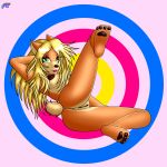  activision anthro anus bandicoot big_nipples blonde_hair crash_bandicoot_(series) female genitals green_eyes hair hi_res lipstick long_hair makeup mammal marsupial newzorra nipples nude orange_body pawpads presenting pussy short_tail smile solo tail tawna_bandicoot 