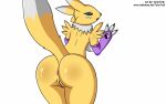  anthro anus arm_warmers armwear armwear_only bandai_namco big_butt breasts butt clothing digimon digimon_(species) female fur genitals hasbro looking_at_viewer looking_back looking_back_at_viewer multicolored_body multicolored_fur nude pussy renamon solo two_tone_body two_tone_fur tylertmk white_body white_fur yellow_body yellow_fur yin_yang 