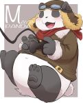  2023 anthro bear belly black_body black_nose blush clothed clothing controller feet game_controller giant_panda hi_res humanoid_hands kemono mammal navel shirokumaou simple_background slightly_chubby solo white_body 