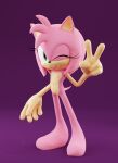  amy_rose anthro blob_feet eulipotyphlan female flat_chested gesture graphitys hedgehog hi_res looking_at_viewer mammal nude one_eye_closed pink_body sega solo sonic_the_hedgehog_(series) v_sign wink winking_at_viewer 