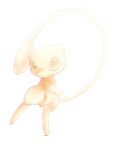 animal_focus chromatic_aberration commentary_request full_body green_eyes looking_at_viewer mew_(pokemon) no_humans partial_commentary pokemon pokemon_(creature) simple_background solo tail_raised tensaitou_tou white_background 