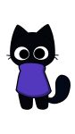  ambiguous_gender black_body cloak clothing domestic_cat felid feline felis gooblie_2 hi_res mammal purple_clothing silly simple_background solo tail toony white_background 