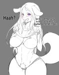  absurd_res alternate_version_at_source anthro aroused canid canine canis domestic_dog english_text female fur hi_res kantan mammal solo text white_body white_fur 