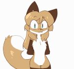  2d_(artwork) 2d_animation animated anthro averi_(fiddleafox) brown_body brown_fur canid canine dipstick_tail female female_anthro fiddleafox fox fur gloves_(marking) green_eyes hair head_tilt leg_markings loop mammal markings socks_(marking) solo tail tail_markings white_body white_fur 