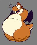  2023 alternate_version_at_source anthro belly big_belly big_butt bigtimekudo butt colored colt_(notabird) coltshi digital_media_(artwork) dinosaur hi_res male mario_bros moobs nintendo nude overweight overweight_anthro overweight_male reptile scalie signature simple_background smile solo tail thick_thighs wide_hips wings yoshi 