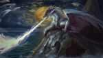 dragon feral fire hi_res male melodyofforest moon night rock sea solo water 