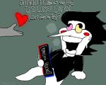  &lt;3 5:4 bodily_fluids censored clothing deltarune edging eyewear glasses humanoid male male/male puppet red_cheeks salesman simple_background smokin-chip solo spamton_g._spamton steam suit sweat text undertale_(series) white_body white_skin 