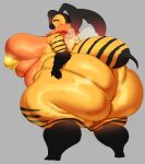  absurd_res albie_(toomuchgin) antennae_(anatomy) anthro arthropod beak bedroom_eyes bee big_breasts big_butt bikini blush breasts butt clothing curvy_figure dialogue eyebrows eyelashes female fur hair half-closed_eyes hi_res huge_breasts huge_butt huge_thighs hymenopteran hyper hyper_breasts hyper_butt hyper_thighs insect insect_wings looking_at_viewer looking_back looking_back_at_viewer motylek multicolored_body multicolored_hair narrowed_eyes neck_tuft nipple_outline non-mammal_breasts nude orange_body overweight overweight_female red_hair seductive simple_background solo stinger stripes swimwear thick_thighs tuft voluptuous wings yellow_body yellow_eyes 