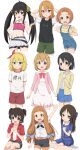  6+girls :d absurdres akagi_miria arm_behind_back arm_up arms_behind_back arms_behind_head arms_up bare_arms black_hair black_shirt black_shorts black_skirt blonde_hair blue_bow blue_skirt blunt_bangs blush bow bow_hairband brown_eyes brown_hair cardigan chestnut_mouth child clothes_writing clothing_request collarbone collared_shirt commentary_request cowboy_shot crossed_bangs dot_nose drawstring dress feet_out_of_frame female_child flower forehead frilled_dress frilled_sailor_collar frills green_eyes green_shorts gym_shirt gym_shorts hair_between_eyes hair_bow hair_flower hair_ornament hair_ribbon hairband hairclip highres hood hood_down hooded_jacket ichihara_nina idolmaster idolmaster_cinderella_girls idolmaster_cinderella_girls_u149 jacket koga_koharu long_hair long_sleeves looking_at_viewer low_tied_sidelocks matoba_risa medium_hair midriff miniskirt multiple_girls name_tag navel open_clothes open_jacket open_mouth parted_lips pink_eyes pink_jacket purple_eyes rabbit_hair_ornament red_bow red_hairband red_jacket red_ribbon red_shirt red_shorts red_trim ribbon ryuzaki_kaoru sailor_collar sailor_dress sakurai_momoka sasaki_chie shirt short_hair short_shorts short_sleeves shorts simple_background sitting skirt smile standing striped striped_shirt striped_shorts tachibana_arisu takasuma_hiro teeth two-tone_shirt two_side_up upper_teeth_only vertical-striped_shorts vertical_stripes very_long_hair waving white_background white_dress white_sailor_collar white_shirt yellow_cardigan yellow_eyes yellow_shirt yuuki_haru 