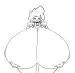  anthro areola big_breasts bovid breast_expansion breasts caprine collar cowbell dewy-eyedboy expansion female huge_breasts huge_thighs hyper hyper_breasts hyper_thighs looking_at_viewer mammal monochrome motion_lines navel nipples sheep simple_background simple_eyes smile solo standing thick_thighs 