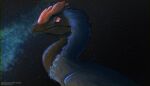  absurd_res alloampere bone_frill detailed detailed_background dilophosaurid dilophosaurus dinosaur expressions feathers feral frill_(anatomy) hi_res male reptile scalie solo star theropod zane_(alloampere) 