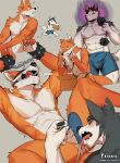  2023 absurd_res anthro bdsm black_body black_fur canid canine canis clothed clothing duo elvis_(gakujo) erection erection_under_clothing fox fur gakujo hi_res jockstrap jockstrap_only licking licking_lips male male/male mammal mustang_(gakujo) orange_body orange_fur tongue tongue_out topless underwear underwear_only white_body white_fur wolf 