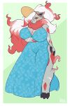  breasts clothing dress female generation_5_pokemon hand_under_breast hat headgear headwear hi_res hisuian_form hisuian_zoroark huge_breases jintally nintendo pokemon pokemon_(species) regional_form_(pokemon) standing sun_hat sundress zoroark 