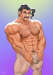  1boy abs arm_hair bara black_hair bulge cerberus_arts chest_hair covered_penis crotch_grab dark-skinned_male dark_skin facial_hair feet_out_of_frame hairy highres large_pectorals leggings male_focus mature_male muscular muscular_male mustache navel navel_hair nipples paid_reward_available pectorals pokemon pokemon_(game) pokemon_sv saguaro_(pokemon) see-through short_hair sideburns smile smirk solo standing stomach thick_eyebrows thick_thighs thighs topless_male veins veiny_arms wet wet_clothes white_leggings 