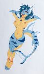  1000punches absurd_res anthro axela bandai_namco breasts digimon digimon_(species) fan_character female fin fish furred_shark genitals hi_res marine nude pussy shark solo 