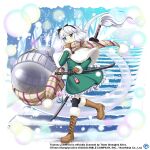  1girl adapted_costume beanie black_hairband black_thighhighs blurry blurry_background brown_footwear capelet commentary copyright_name cross-laced_clothes english_commentary full_body game_cg ghost green_eyes green_skirt hairband hat katana konpaku_youmu konpaku_youmu_(ghost) konpaku_youmu_(guest_of_honor_at_the_party) looking_at_viewer multiple_swords outdoors plaid plaid_scarf rotte_(1109) scarf short_hair skirt snowing solo stairs sword thighhighs third-party_source touhou touhou_lost_word weapon white_capelet white_hair white_headwear white_scarf winter_clothes 
