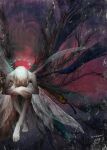  1boy arthropod_boy butterfly_wings completely_nude covered_face dragonfly_wings fate/grand_order fate_(series) halo insect_wings male_focus medium_hair moth_wings nude oberon_(fate) oberon_(third_ascension)_(fate) signature solo upl white_hair wings 