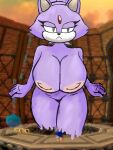  areola big_breasts blaze_the_cat breasts female fur humanoid looking_away purple_body purple_fur sega solo sonic_the_hedgehog_(series) thick_thighs 