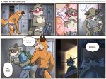  aiden_harris anthro balls barely_visible_balls barely_visible_genitalia blush bulge butt canid canine closet_coon clothing colin_young comic endcoon fox genitals locker_room male mammal procyonid raccoon redraw underwear 