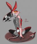  anthro blitzo_(helluva_boss) fake_ears helluva_boss horn imp lagomorph leporid male mammal negative1neart ns4w_negative rabbit solo spines tail 