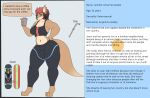  anthro argentina big_butt breasts butt canid canine canis clothed clothing dialogue female flat_colors hair hi_res information_box jennifer_(photolol.03) leggings legwear looking_at_viewer mammal melee_weapon muscular muscular_anthro muscular_female photolol.03 pipe red_hair simple_background skateboard solo text thick_thighs weapon wide_hips wolf 