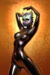  anthro blush breasts clothed clothing digital_media_(artwork) fan_character felid feline female fur green_eyes hair hi_res kinktober latex looking_at_viewer mammal nipples rubber rubber_clothing rubber_suit scarlet_side simple_background smile solo tail 