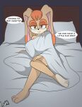  anthro bed bedding big_breasts blanket breasts english_text female furniture hand_on_leg hand_on_thigh hi_res imminent_sex inviting lagomorph leporid lipstick long_legs luckster1234 makeup mammal mature_female mother_(lore) parent_(lore) pose propositioning rabbit sega solo sonic_the_hedgehog_(series) text vanilla_the_rabbit 