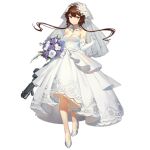  1girl bouquet breasts bridal_veil brown_hair closed_mouth collar detached_collar dress elbow_gloves fangdan_runiu flower flower_request girls&#039;_frontline gloves gun hair_flower hair_ornament high_heels holding holding_gun holding_weapon large_breasts long_hair looking_at_viewer no_socks official_art red_eyes short_hair_with_long_locks simple_background smile solo strapless strapless_dress transparent_background type_79_(gazing_from_the_dust)_(girls&#039;_frontline) type_79_(girls&#039;_frontline) type_79_smg veil very_long_hair weapon wedding_dress white_collar white_dress white_footwear white_gloves 