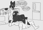  anon anthro bad_2_bad:_extinction bagheera_hook_(b2b_extinction) big_breasts big_butt black_body black_fur breasts butt clothed clothing english_text exposed_breasts felid feline female foot_fetish foot_play footjob fur headphones headphones_around_neck human human_on_anthro interspecies lemondude losing_bet male mammal military_uniform partially_clothed paws sex simple_background smug text thick_thighs uniform 