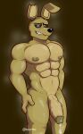  2023 abs absurd_res anthro areola artist_name athletic athletic_anthro athletic_male baxter7020 bedroom_eyes biceps big_penis black_sclera bodily_fluids digital_drawing_(artwork) digital_media_(artwork) dripping fingers five_nights_at_freddy&#039;s five_nights_at_freddy&#039;s_3 flaccid fur genital_fluids genitals hand_on_leg hand_on_own_leg hand_on_own_thigh hand_on_thigh hi_res lagomorph leporid looking_at_viewer male mammal multicolored_body multicolored_fur muscular muscular_anthro muscular_male narrowed_eyes nipples nude pecs penis precum precum_drip rabbit scottgames seductive signature simple_background smile snout solo springtrap_(fnaf) tan_body tan_fur teeth thick_thighs two_tone_body two_tone_fur vein veiny_penis yellow_body yellow_eyes yellow_fur 
