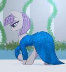  absurd_res blue_clothing blue_dress clothed clothed_feral clothing dress equid equine female feral friendship_is_magic grey_body hasbro hi_res mammal maud_pie_(mlp) my_little_pony pupils quadruped solo t72b 