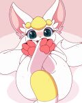  ambiguous_gender blue_eyes blush feral hi_res hindpaw km-15 lying on_back pawpads paws philikkahn remikyuki_(km-15) solo tail tail_covering_crotch 