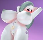  3d_(artwork) anthro anthrofied big_breasts breasts digital_media_(artwork) equid equine female friendship_is_magic genitals hasbro hi_res huge_breasts leash mammal marble_pie_(mlp) my_little_pony nipples purplefondue pussy solo 