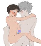  10293877 2boys absurdres blue_eyes blush censored erection grey_hair heart heart_censor highres ikari_shinji male_focus multiple_boys multiple_penises nagisa_kaworu neon_genesis_evangelion nipples nude penis penises_touching red_eyes simple_background white_background yaoi 