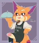  &lt;3 anthro apron apron_lift balls blush bodily_fluids bottomless bottomless_anthro bottomless_male clothed clothing clothing_lift dialogue digital_media_(artwork) erection facial_markings fluffy fluffy_tail fur fur_markings genital_fluids genitals gnar_(lol) grey_background head_markings hi_res holding_serving_tray league_of_legends male male_anthro markings orange_body orange_fur penis precum riot_games serving_tray shirt short short_anthro short_male simple_background smite_(artist) solo standing tail tan_balls tan_body tan_fur tan_penis teeth text tongue tongue_out topwear tusks urethra waiter yordle 