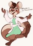  absurd_res anthro apron brown_body brown_eyes brown_fur clothed clothing digital_media_(artwork) female fully_clothed fur hi_res mammal paws rodent sciurid semi-anthro smile smiling_at_viewer solo speech_bubble surisu_(tohupo) tohupo tree_squirrel 
